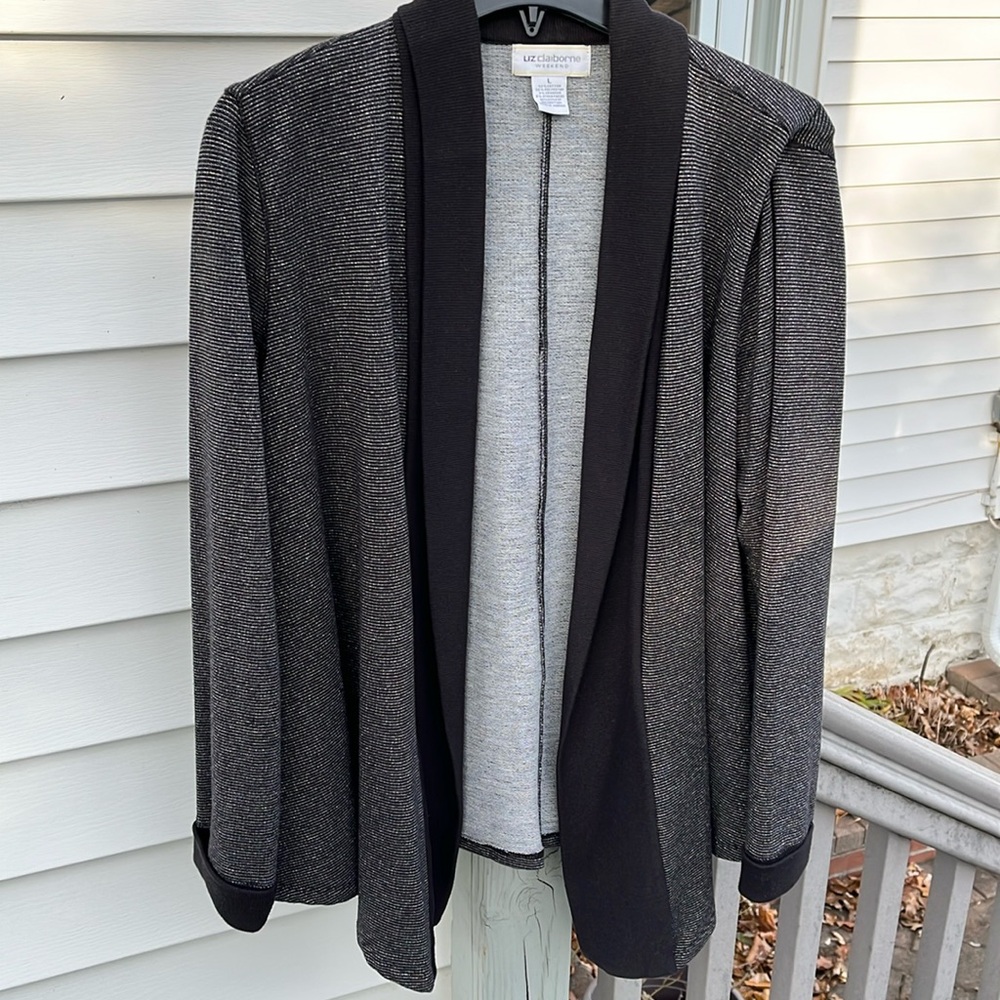 Liz Claiborne Weekend Black/ Gray Cardigan L